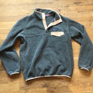 Grey and tan Patagonia sweatshirt
